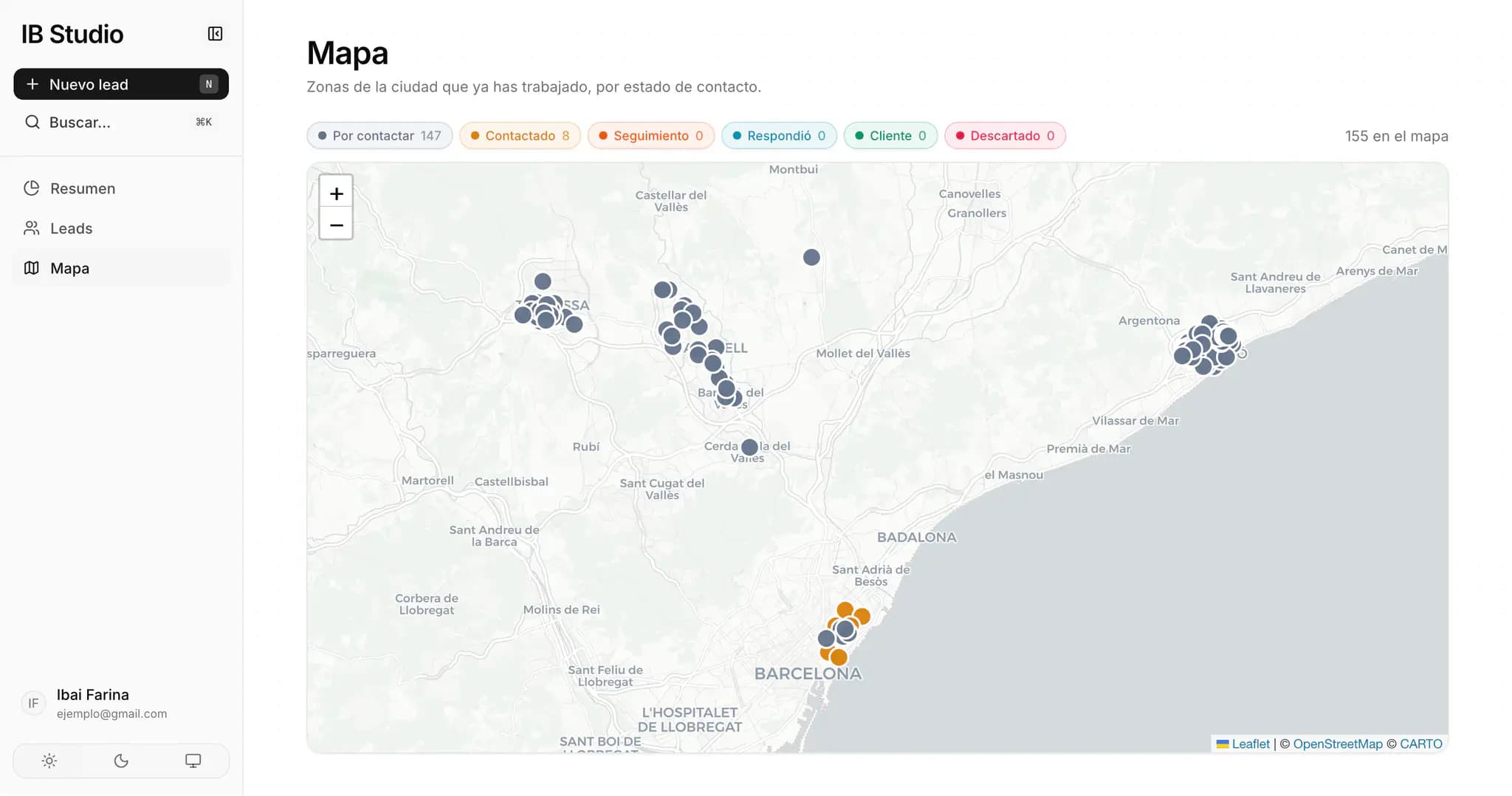 Interactive map of businesses and leads