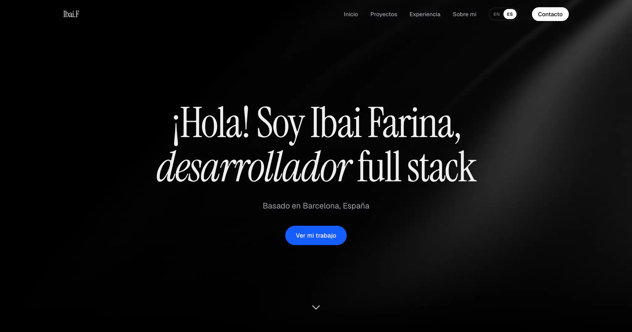 Homepage of the ibaifarina.dev personal portfolio