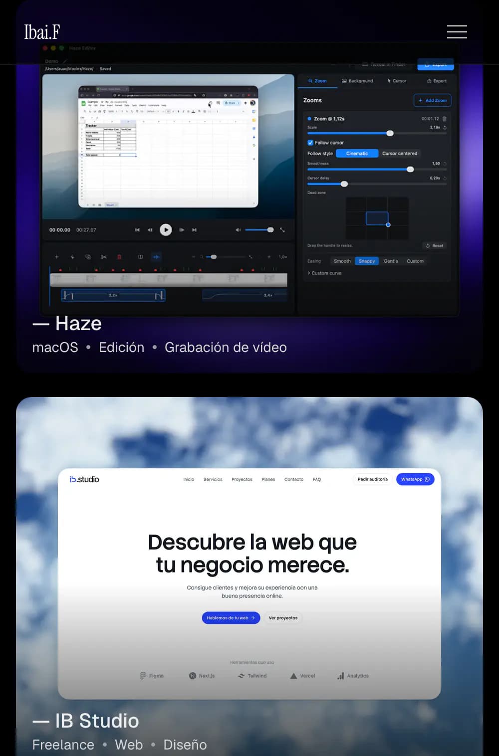 Project listing adapted for mobile